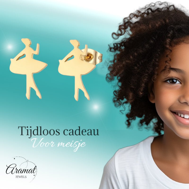 Danseres Oorbellen – Goudkleurig Staal 10x6mm - Aramat Jewels - Oorbellen - cadeautip