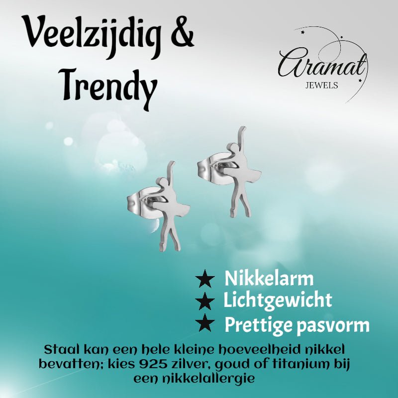 Danseres Oorbellen – Zilverkleurig Staal 11x6mm - Aramat Jewels - Oorbellen - cadeautip