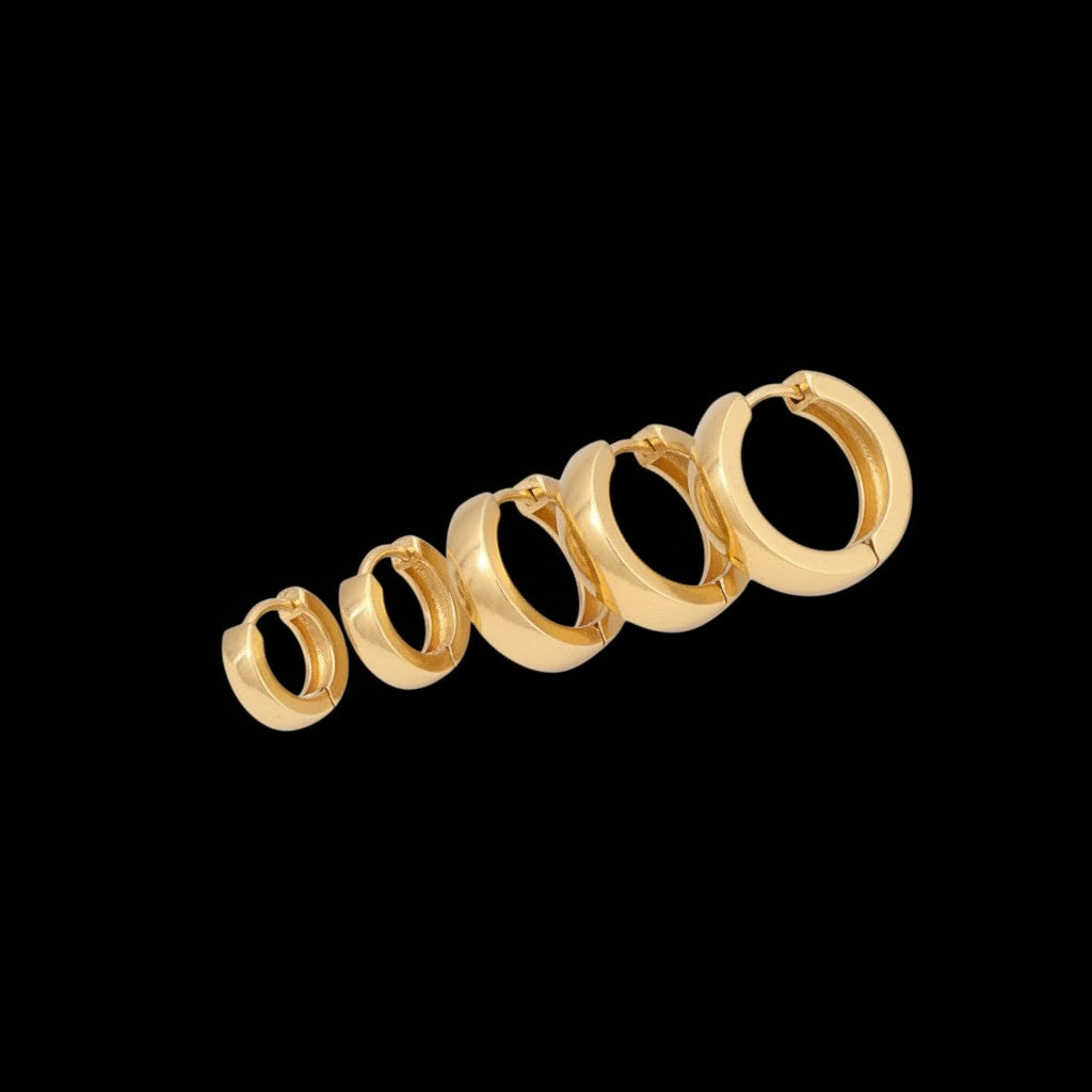 RVS mini oorringen set  – goudkleurig – 3 maten huggies