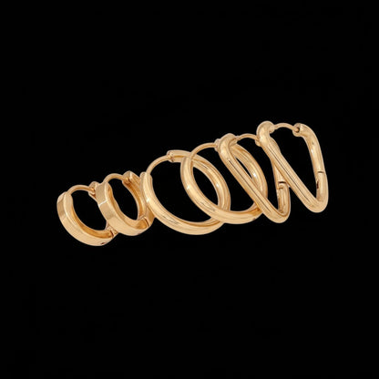 Ensemble de boucles d'oreilles en acier inoxydable doré – 2 rondes + 1 triangulaire – 3 paires