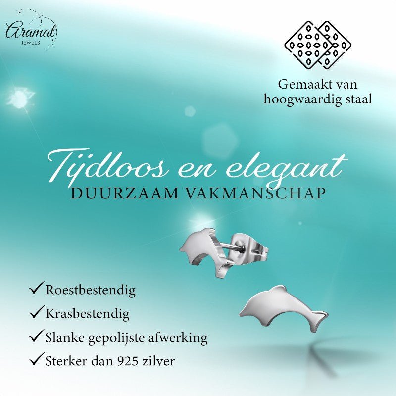 Dolfijn Oorbellen Zilverkleurig RVS – 11x6mm – Uniseks Dierenoorstekers - oor3042 - 1267 - Oorbellen kopen# - 11mm - alles - cadeau