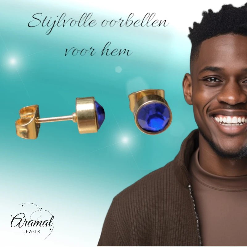 Donker blauwe Zirkonia Oorbellen - 6mm - oor2066 - XE58221 - Oorbellen kopen# - 6mm - alles