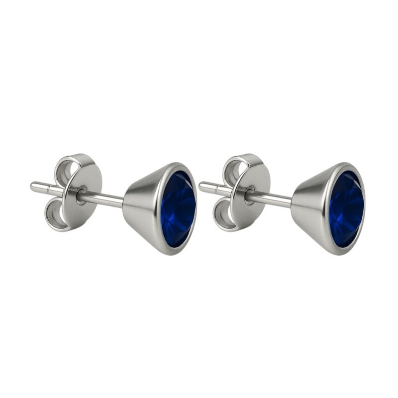 Donkerblauwe kristal oorbellen – kegelvorm - 6mm - oor2188 - XE10832 - 6 - Oorbellen kopen# - 6mm - alles - blauw