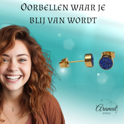 Donkerblauwe kristallen oorstekers 6mm - oor3098 - Oorbellen kopen# - 6mm - alles - blauw