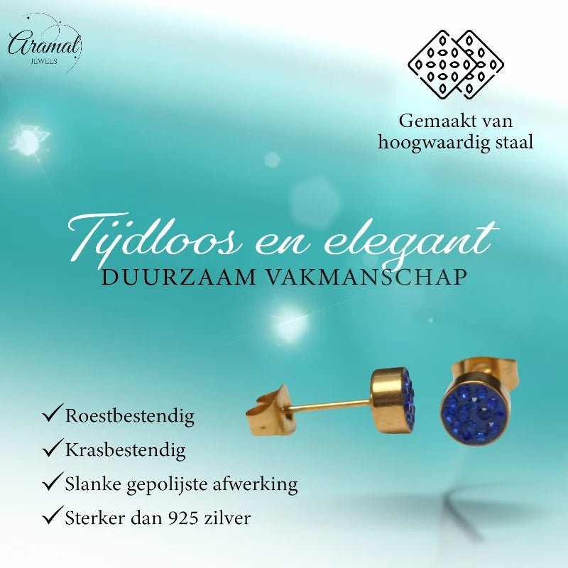 Donkerblauwe kristallen oorstekers 6mm - oor3098 - Oorbellen kopen# - 6mm - alles - blauw