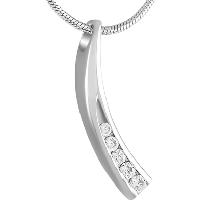 Elegante gebogen crematiehanger met zirkonia – staal - Aramat Jewels - Gedenkhangers - cadeautip