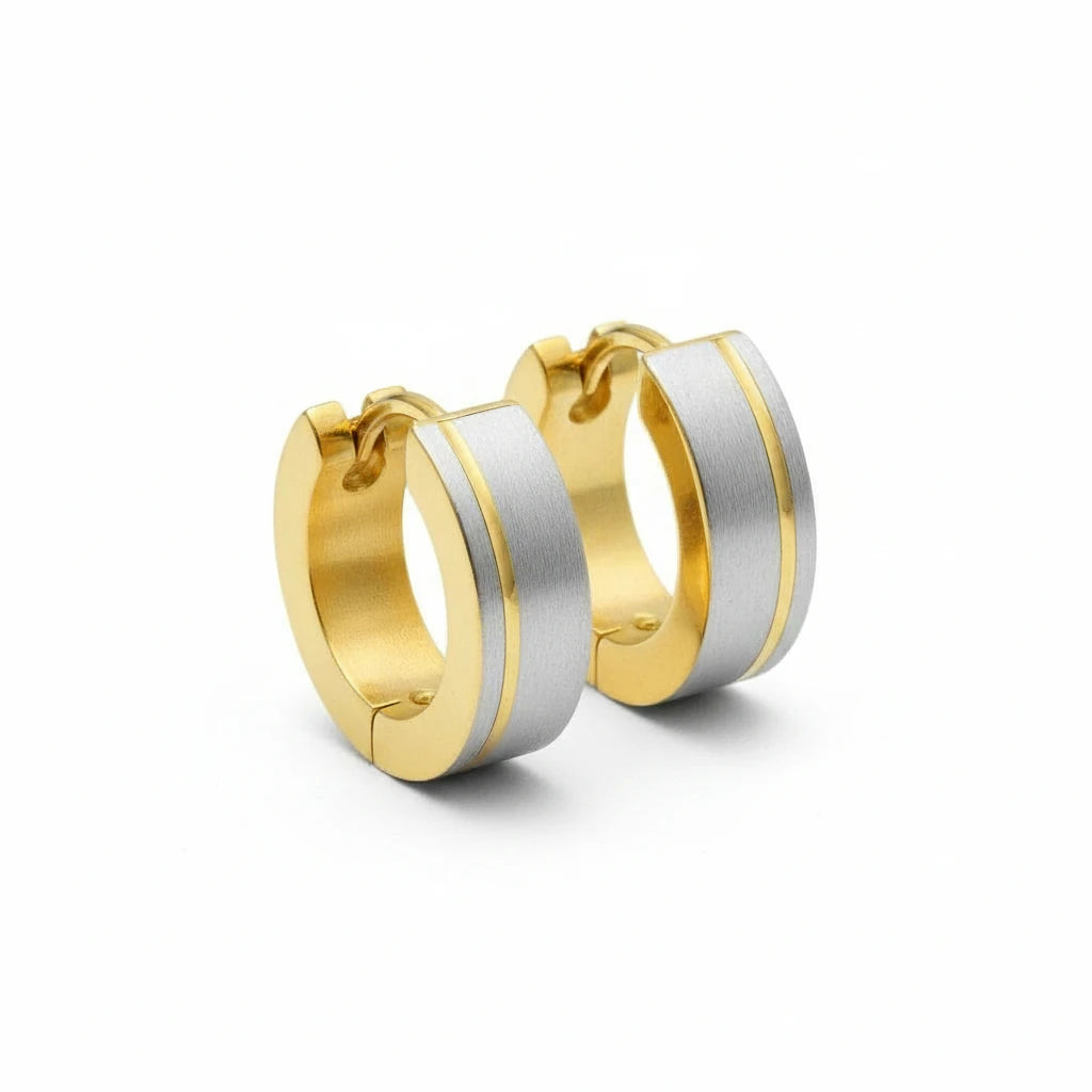 Creolen – Bicolor RVS Mat Zilver/Goud (13mm)