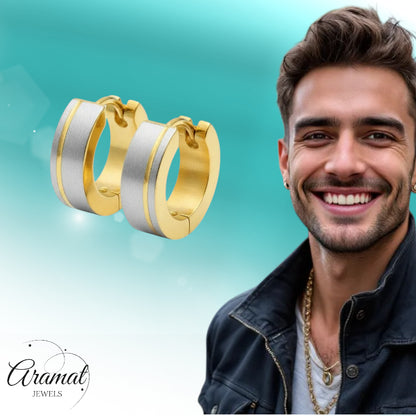 Creolen – Bicolor RVS Mat Zilver/Goud (13mm)