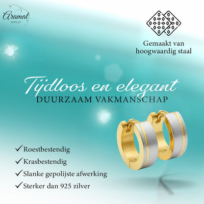 Creolen – Bicolor RVS Mat Zilver/Goud (13mm)