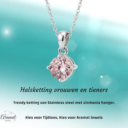 Elegante Rvs Zirkonia Hanger - Aramat Jewels - Bedelketting - cadeautip