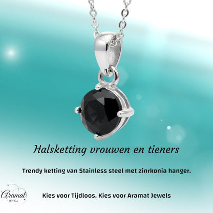 Elegante Rvs Zirkonia Hanger - Aramat Jewels - Bedelketting - cadeautip