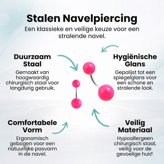 Fel Roze Acryl Stalen Navelpiercing