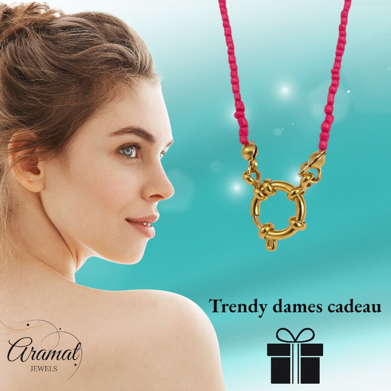 Fel Roze Rocailles Bedelketting - Aramat Jewels - Bedelketting - cadeautip
