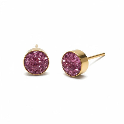 Fuchsia kristallen oorstekers 6 mm – goudkleurig - Aramat Jewels - Oorbellen - cadeautip
