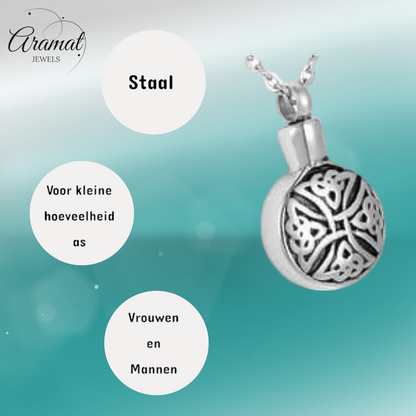 Pendentif celtique rond en frêne, triquetra en acier noir