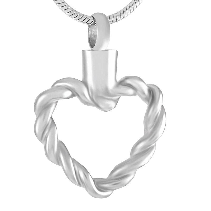 Gedraaide hart ashanger – open stalen gedenksieraad - Aramat Jewels - Gedenkhangers - cadeautip