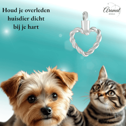 Gedraaide hart ashanger – open stalen gedenksieraad - Aramat Jewels - Gedenkhangers - cadeautip