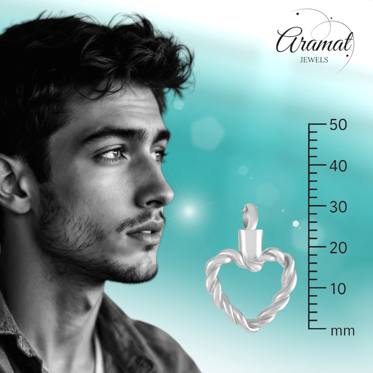 Gedraaide hart ashanger – open stalen gedenksieraad - Aramat Jewels - Gedenkhangers - cadeautip