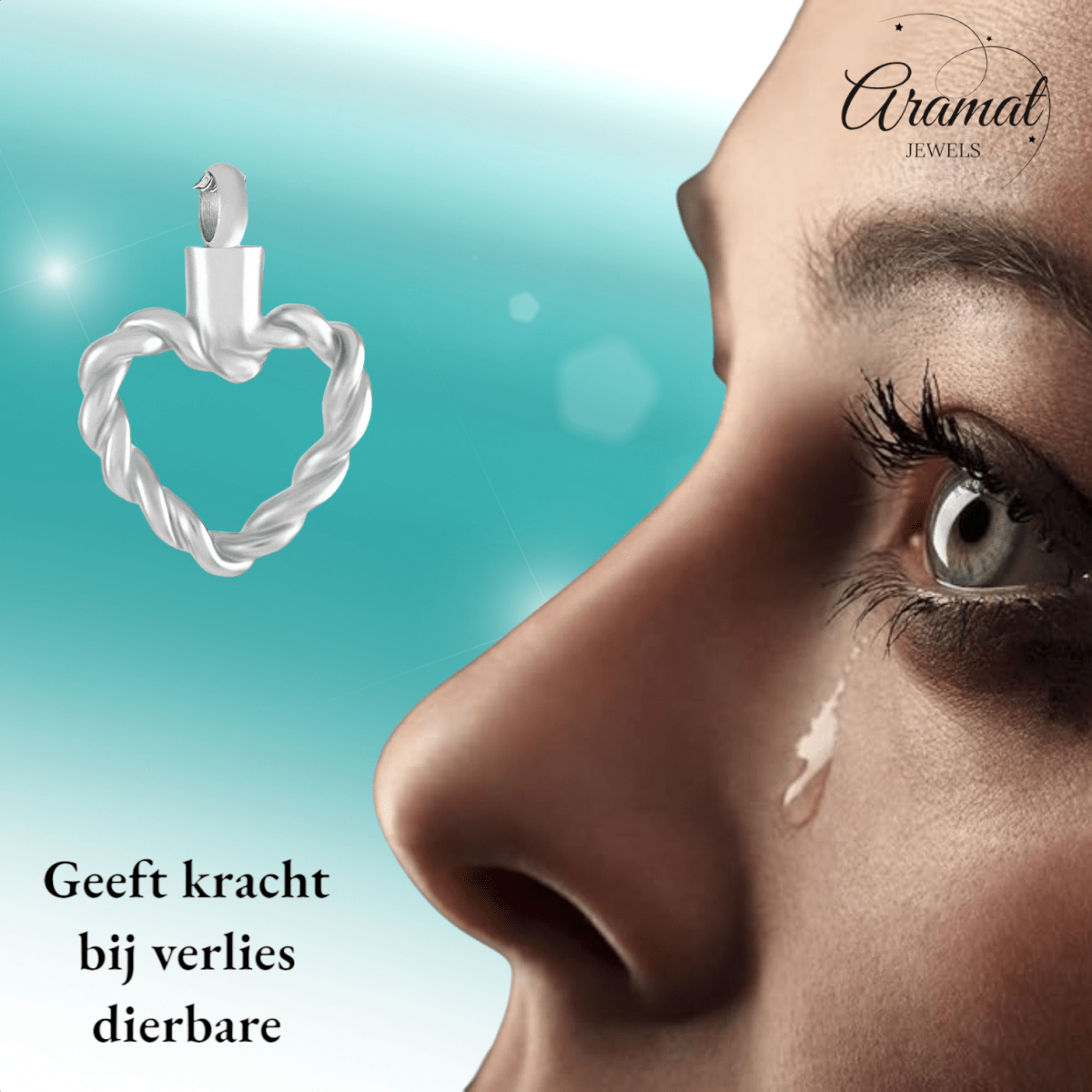 Gedraaide hart ashanger – open stalen gedenksieraad - Aramat Jewels - Gedenkhangers - cadeautip