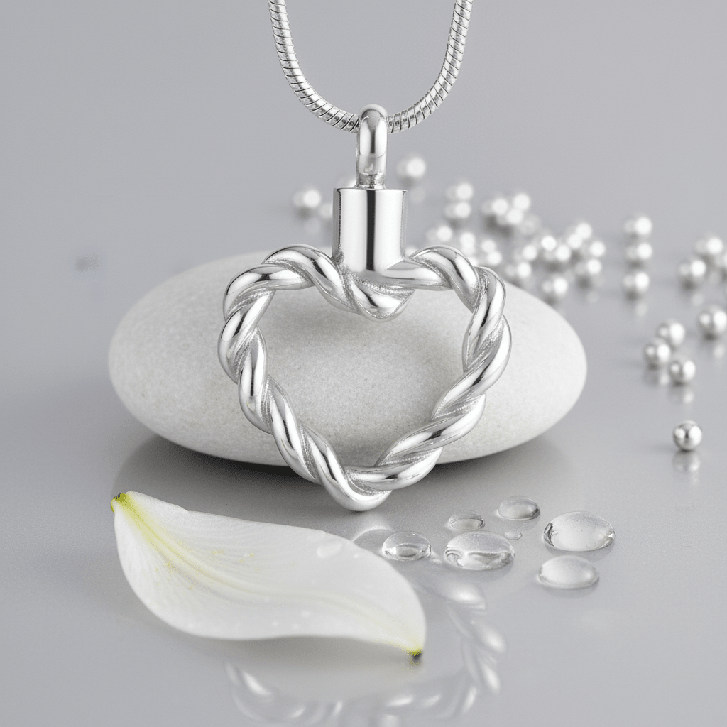 Gedraaide hart ashanger – open stalen gedenksieraad - Aramat Jewels - Gedenkhangers - cadeautip
