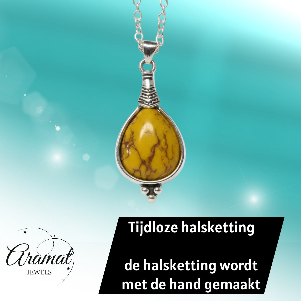 Gele Boho Ketting - Zinklegering - 33mm - Damesketting - Aramat Jewels - Halskettingen - cadeautip