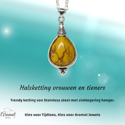 Gele Boho Ketting - Zinklegering - 33mm - Damesketting - Aramat Jewels - Halskettingen - cadeautip