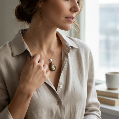 Pendentif goutte en jade jaune, pierre naturelle