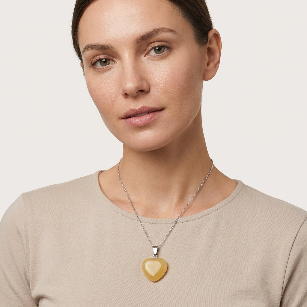 Gele Jade Hartjes Hanger natuursteen