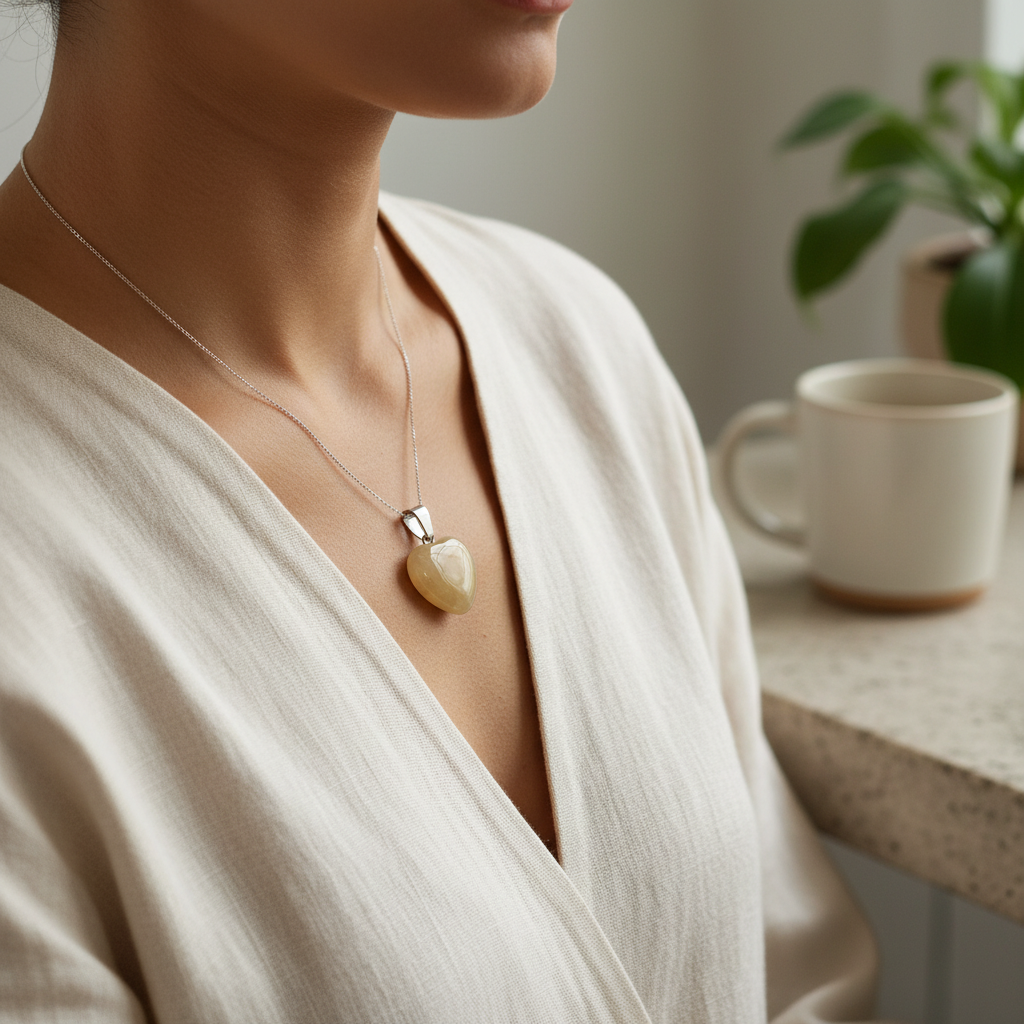 Gele Jade Hartjes Hanger natuursteen