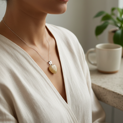 Gele Jade Hartjes Hanger natuursteen