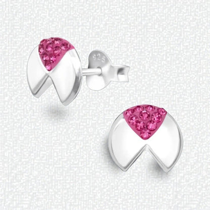 Geometrische Zilveren Oorbellen - met roze kristal - Aramat Jewels - Oorbellen - cadeautip