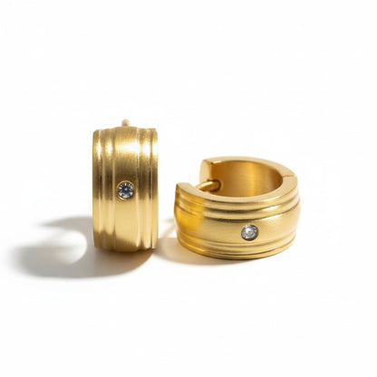 Huggies – Acier inoxydable couleur or avec pierre en zircone (13x7mm) 