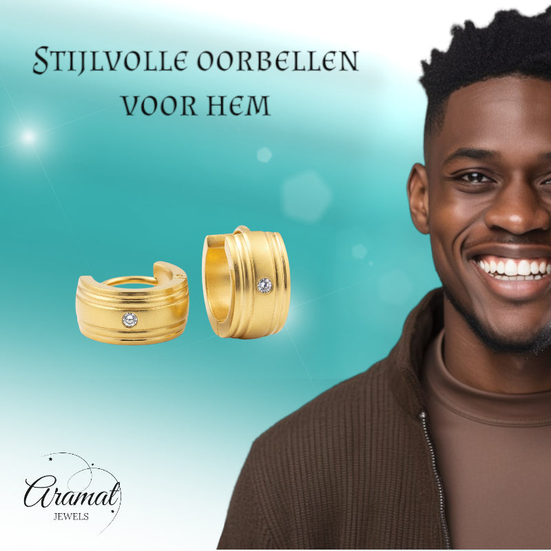 Huggies – Acier inoxydable couleur or avec pierre en zircone (13x7mm) 