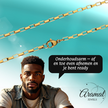 Chaîne en acier doré à maillons rectangulaires