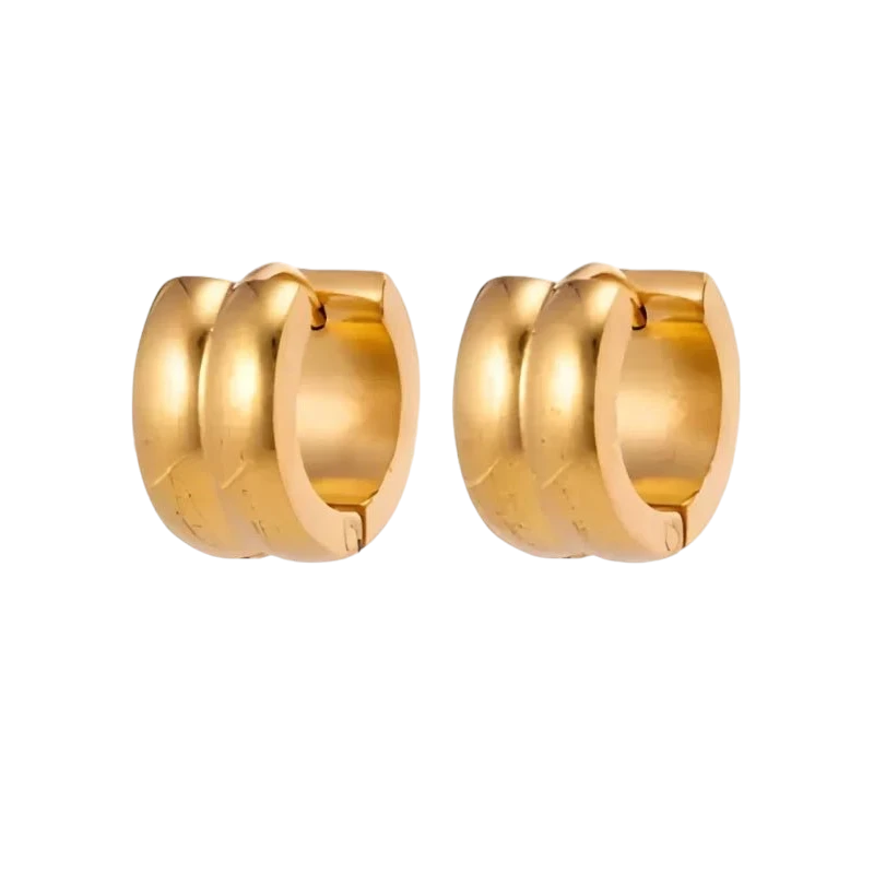 Boucles d'oreilles créoles - Acier à une seule bande couleur or (13 mm) 