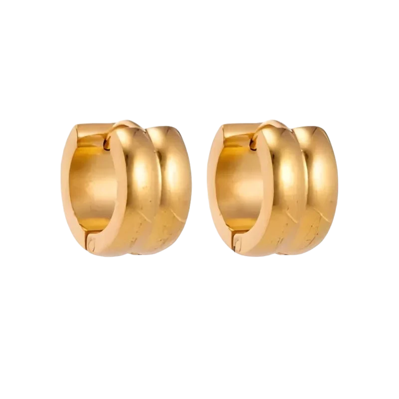 Boucles d'oreilles créoles - Acier à une seule bande couleur or (13 mm) 