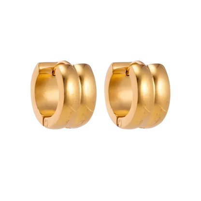 Boucles d'oreilles créoles - Acier à une seule bande couleur or (13 mm) 