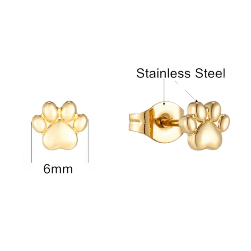 Goudkleurige oorbellen met pootafdruk van roestvrij staal.