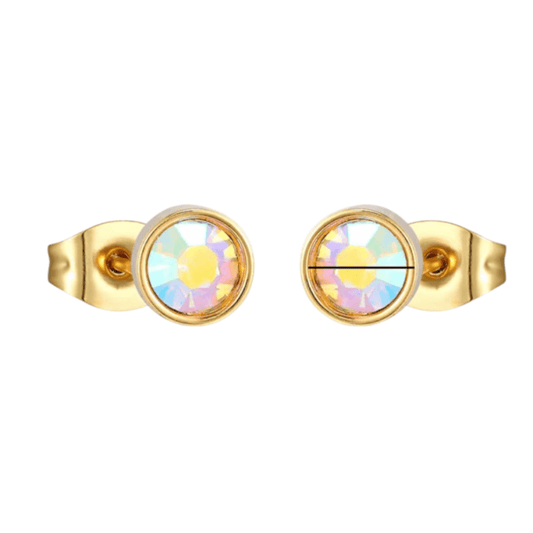 Goudkleurige AB kristallen oorbellen – 7 mm - oor4200 - Oorbellen kopen# - 7mm - AB - AB Transparant