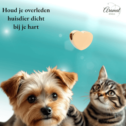 Goudkleurige asbedel hart – staal – 13mm - Aramat Jewels - Asbedels - cadeautip