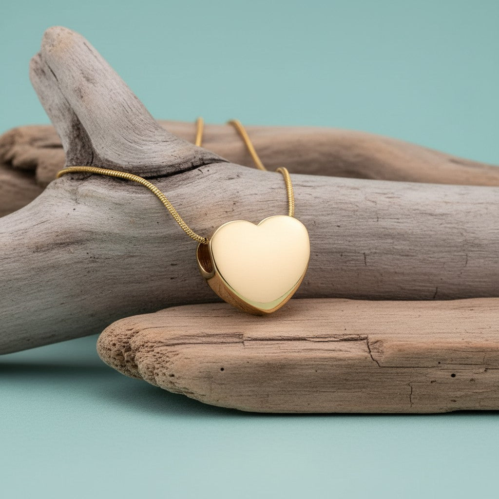 Goudkleurige asbedel hart – staal – 13mm - Aramat Jewels - Asbedels - cadeautip