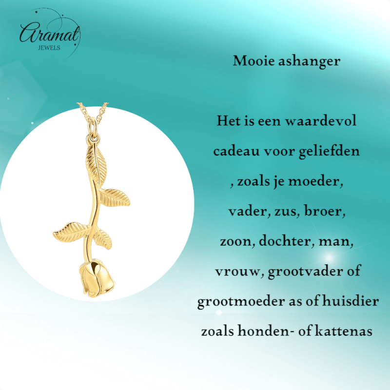 Goudkleurige Ashanger Roos - RVS - hang1468 - IJD10034 - Gedenkhangers kopen# - 45mm - alles - ashangers