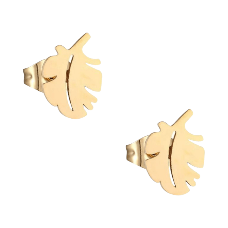 Goudkleurige blad oorbellen 10 mm - RVS - oor3200 - Oorbellen kopen# - 10mm - alles - blad