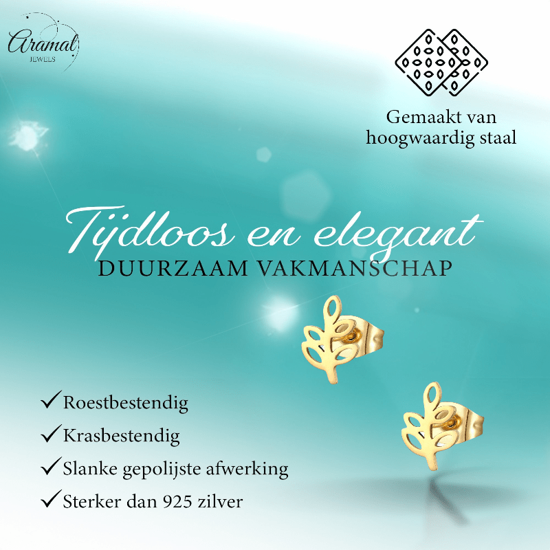 Goudkleurige blad oorbellen 10×7 mm - oor4150 - Oorbellen kopen# - 10mm - alles - blad