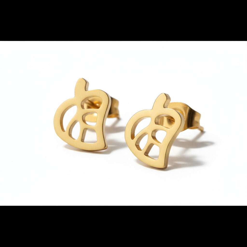 Goudkleurige blad oorbellen 10×8 mm - Aramat Jewels - Oorbellen - cadeautip