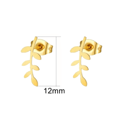 Goudkleurige blad oorbellen 12 mm - RVS - oor578 - Oorbellen kopen# - 12mm - alles - blad