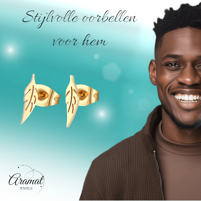 Goudkleurige blad oorstuds 10×2 mm - oor347 - Oorbellen kopen# - 10mm - alles - blad