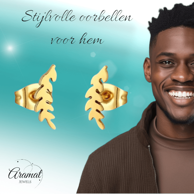 Goudkleurige blad oorstuds 10×3 mm - oor3422 - Oorbellen kopen# - 10mm - alles - blad