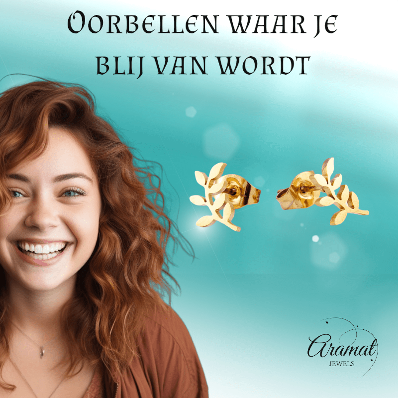 Goudkleurige blad oorstuds 10×5 mm - oor3464 - Oorbellen kopen# - 10mm - alles - blad