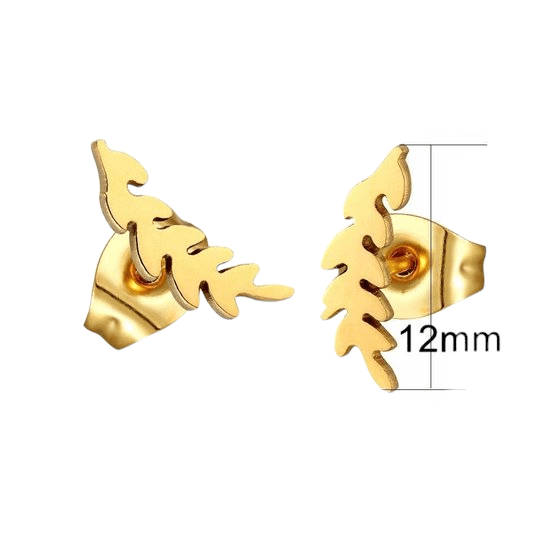 Goudkleurige blad oorstuds 12×4 mm - oor502 - Oorbellen kopen# - 12mm - alles - blad